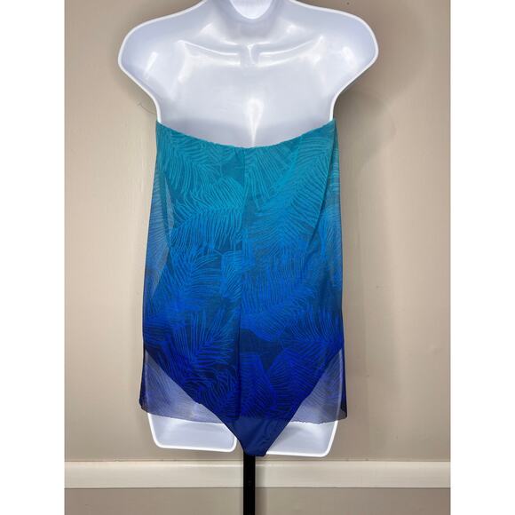 Lauren Ralph Lauren Ombre Palm Flyaway Convertible One-Piece NEW Size 10 - Picture 3 of 7